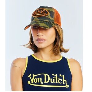 Von Dutch Camouflage and Orange Trucker Hat